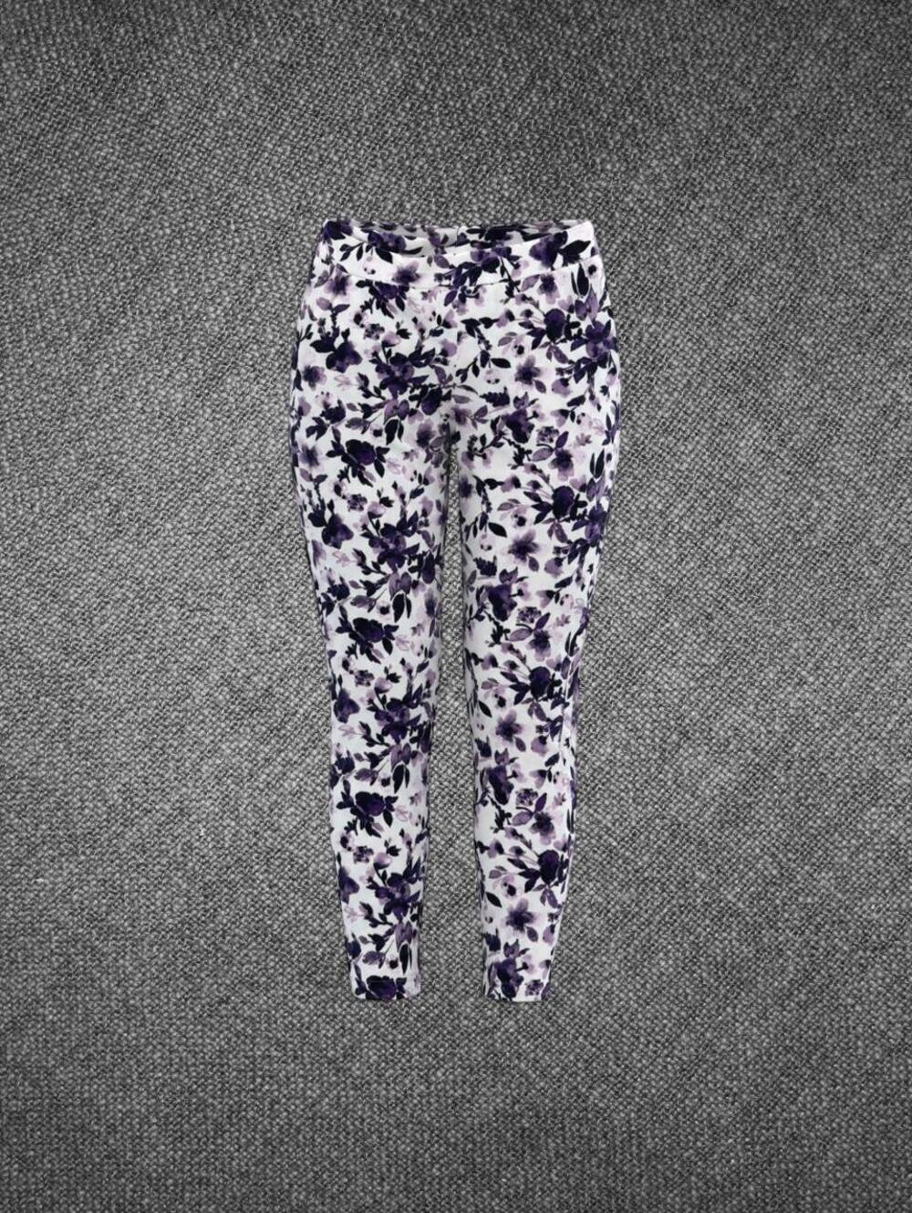 Thalia Sodi Purple Floral Stretch Slim Ankle Pants S